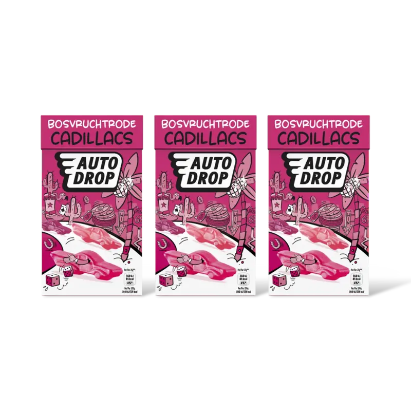 Autodrop Bosvruchtrode cadillacs 3-pack