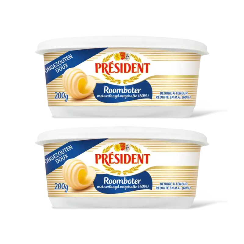 Président Roomboter ongezouten 2pck