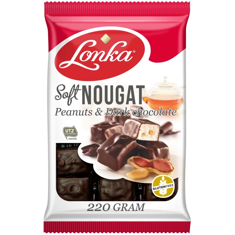 Een afbeelding van Lonka Soft nougat pinda's & pure chocolade