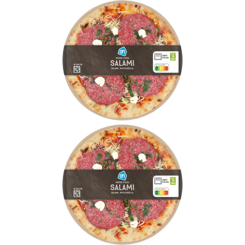 Een afbeelding van AH Verse pizza salami 2-pack