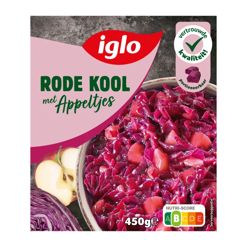 Rode kool met appel deelblokjes