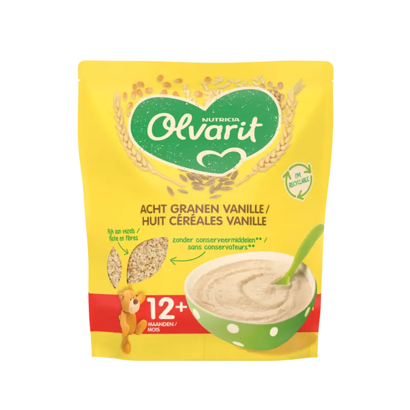 Olvarit Acht granen vanillesmaak 12m+