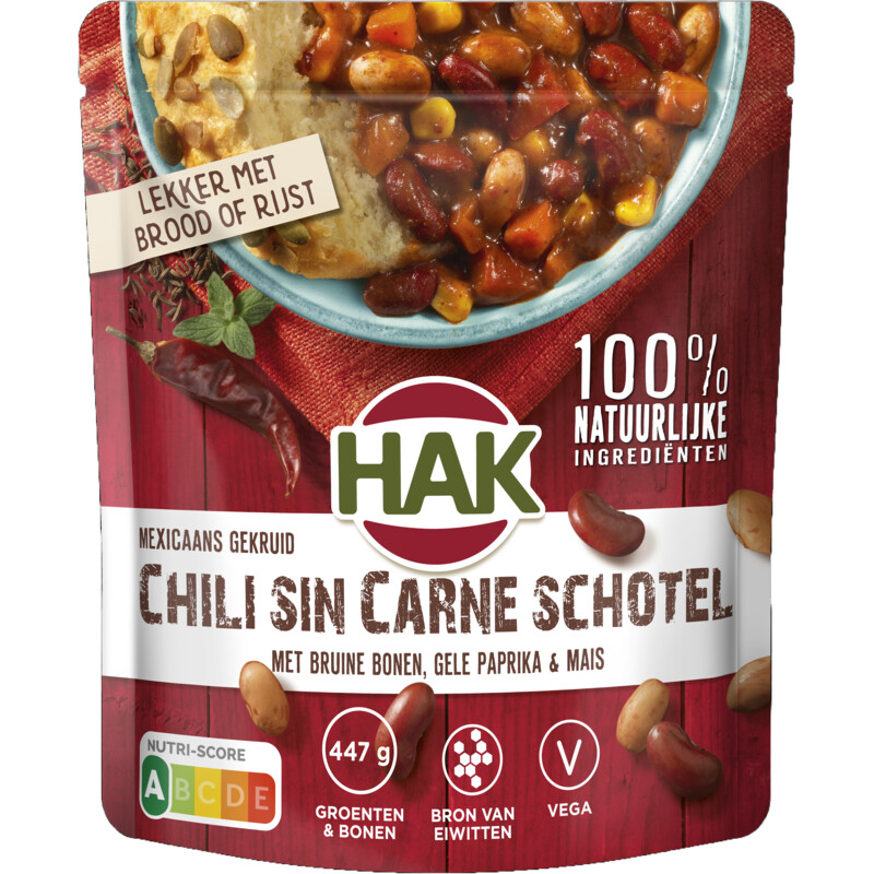 Een afbeelding van Hak Chili sin carne schotel