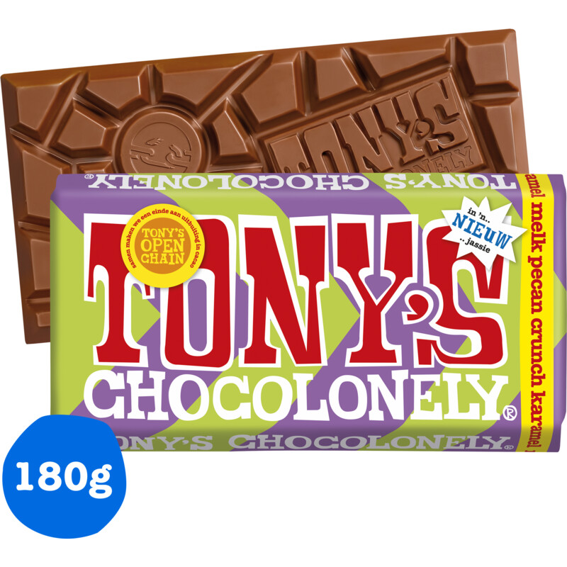 Een afbeelding van Tony's Chocolonely Reep melk pecan karamel