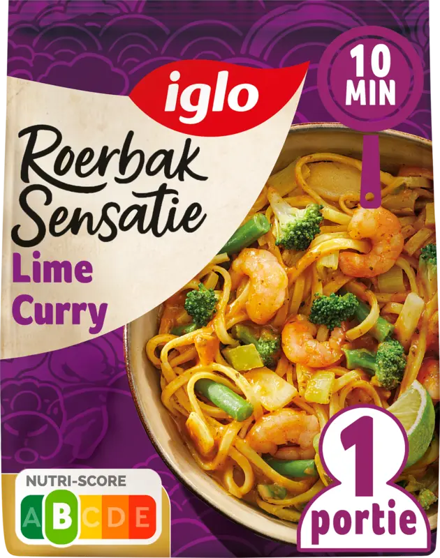 Roerbak sensatie lime curry met garnalen