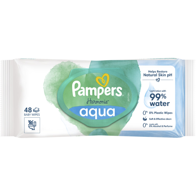 Een afbeelding van Pampers Harmonie aqua babydoekjes