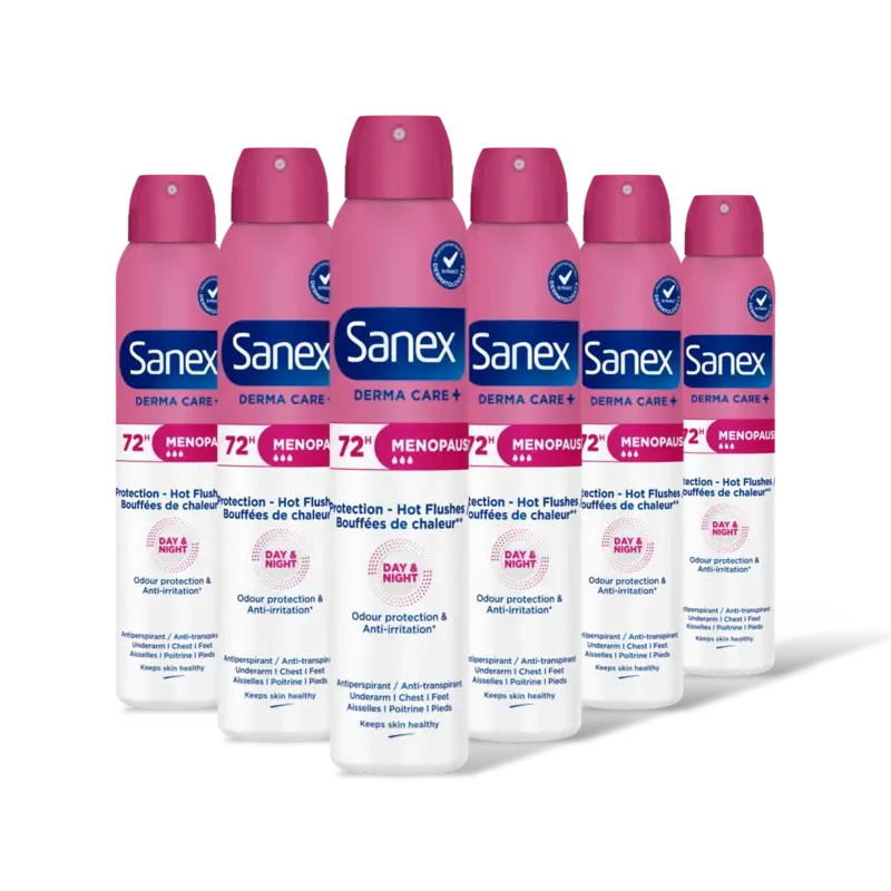 Sanex Derma care+ menopause deodorant spry 6pk