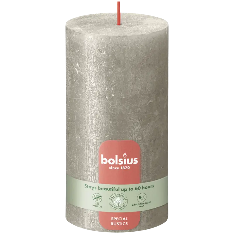 Bolsius Rustieke kaars shimmer champagne 13cm