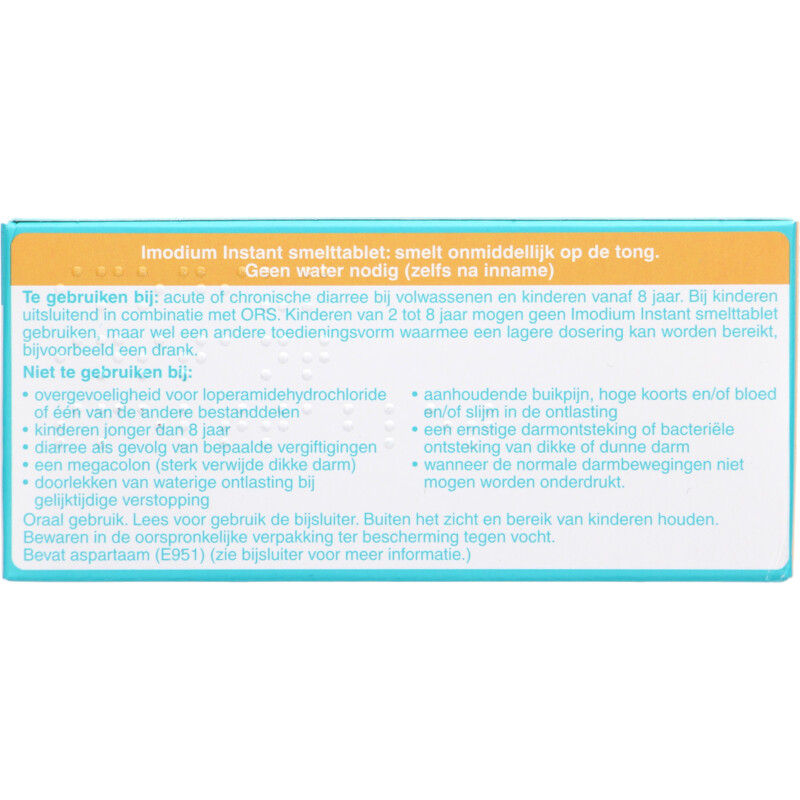Een afbeelding van Imodium Instant smelttablet bij diarree