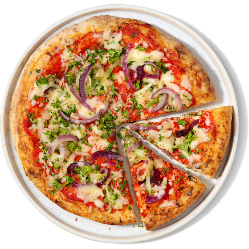 Een afbeelding van AH Verse pizza Amerikaans cheese onion