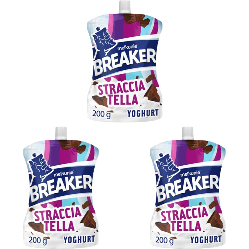 Een afbeelding van Melkunie Breaker straciatella yoghurt 3-pack