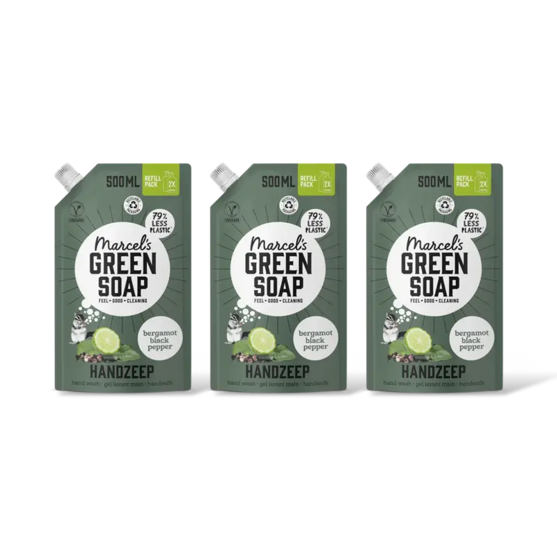Marcel's Green Soap Handzeep bergamot black pepper 3pack