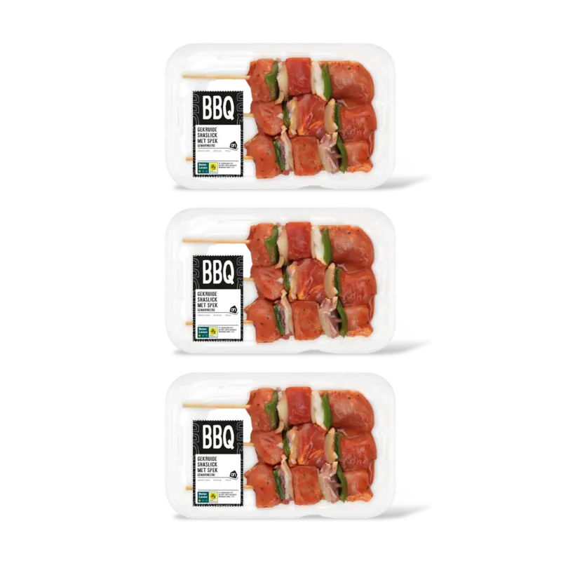 BBQ gekruide shaslick met spek 3-pack
