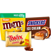 Een afbeelding van Snickers Ijs, M&M's en Twix Mini's: gratis levering bij 12 euro