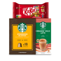 Een afbeelding van Starbucks, Kitkat, Nuts en Lion: gratis bezorging bij 12 euro