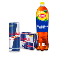 Een afbeelding van Lipton en Red Bull: gratis bezorging bij 15 euro