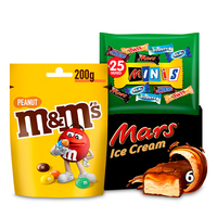 Een afbeelding van Mars, M&M's, Snickers, Twix, Bounty, Milkyway, Celebrations en Be-Kind: gratis levering bij 10 euro