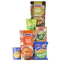 Een afbeelding van Alle Unox soep in zak, Cup-a-Soup en Good snacks