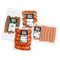 Een afbeelding van Alle AH BBQ worsten en AH Terra plantaardige worsten