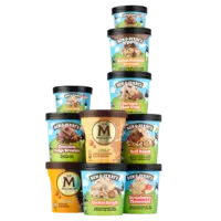 Een afbeelding van Alle Ben & Jerry's en Magnum pints