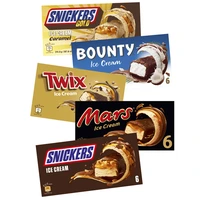 Een afbeelding van Snickers, Twix, Mars en Bounty ijsrepen