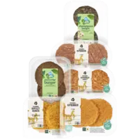 Een afbeelding van Alle AH Scharrelkipburgers en AH Terra plantaardige burgers 2 stuks