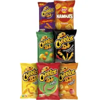 Een afbeelding van Alle Cheetos 100-125 gram en Lay's Hamka's