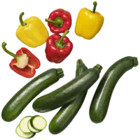 Een afbeelding van AH Courgette, paprika rood en paprika geel
