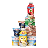 Een afbeelding van Alle Almhof kwark, choco, hoekje en Müllermilk