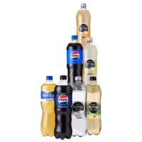 Een afbeelding van Alle Royal Club, Rivella en Pepsi literflessen