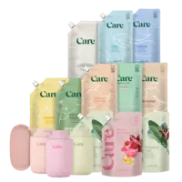 Care refill navulverpakkingen of keramieken hand soap dispensers of schaaltje