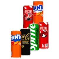 Een afbeelding van Coca-Cola, Fanta of Sprite 8 x 0.25 literblikjes