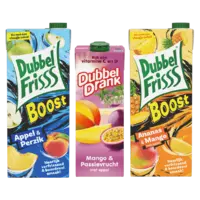 Alle DubbelFrisss Boost 1.5 liter en DubbelDrank 1 liter