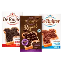 Alle De Ruijter chocoladehagelslag en -vlokken 200-390 gram