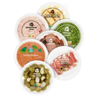 Alle AH Borrelhapjes in ronde bakjes*