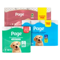 Page Compleet schoon 24 rollen, gerecycled 18 rollen en Sensitive 16 rollen