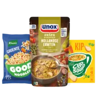 Alle Knorr Good snacks, Cup-a-Soup en Unox soep in zak