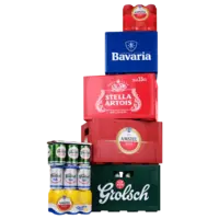 Alle Amstel, Grolsch, Bavaria of Stella multipacks of kratten*