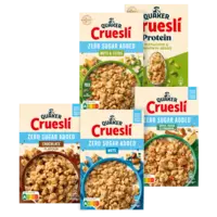 Alle Quaker Cruesli zero sugar added en Protein 400 gram
