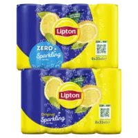 Lipton Ice Tea sparkling original en zero 8 x 0.33 literblikjes
