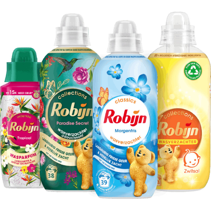 Alle Robijn wasverzachters t/m 39 wasbeurten en wasparfums