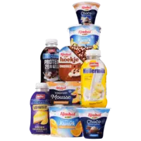 Alle Almhof kwark en porties en Müllermilk
