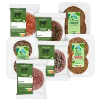 Alle AH Greenfields beefburgers en AH Terra plantaardige burgers 2 stuks