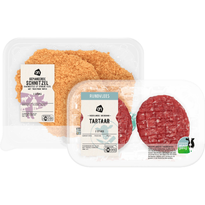 AH Rundertartaar en gepaneerde Varkensschnitzel 2 stuks