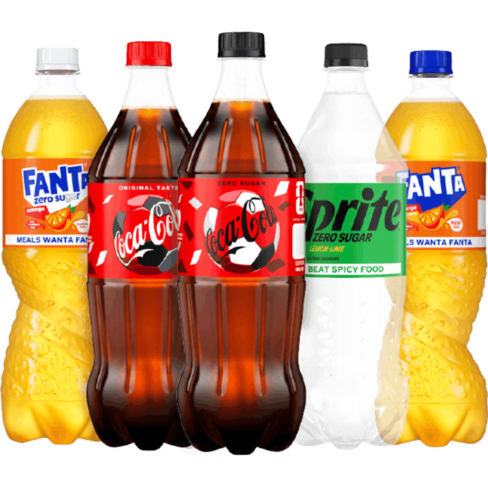 Alle Coca-Cola, Fanta en Sprite literflessen