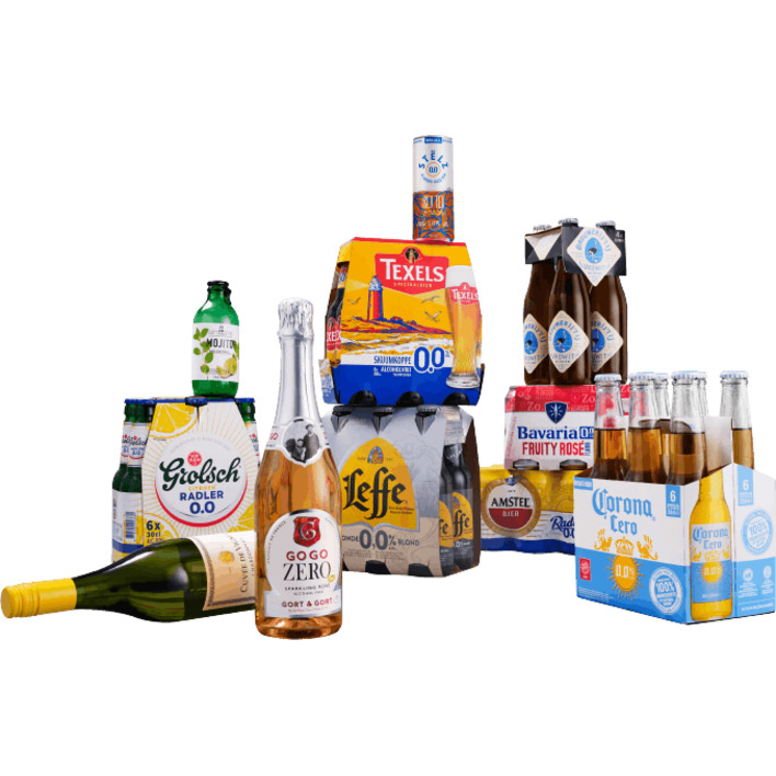 Alle alcoholvrije speciaalbieren, wijnen en mocktails 250 ml