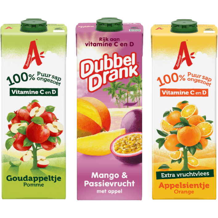 Alle Appelsientje 100% en DubbelDrank literpakken