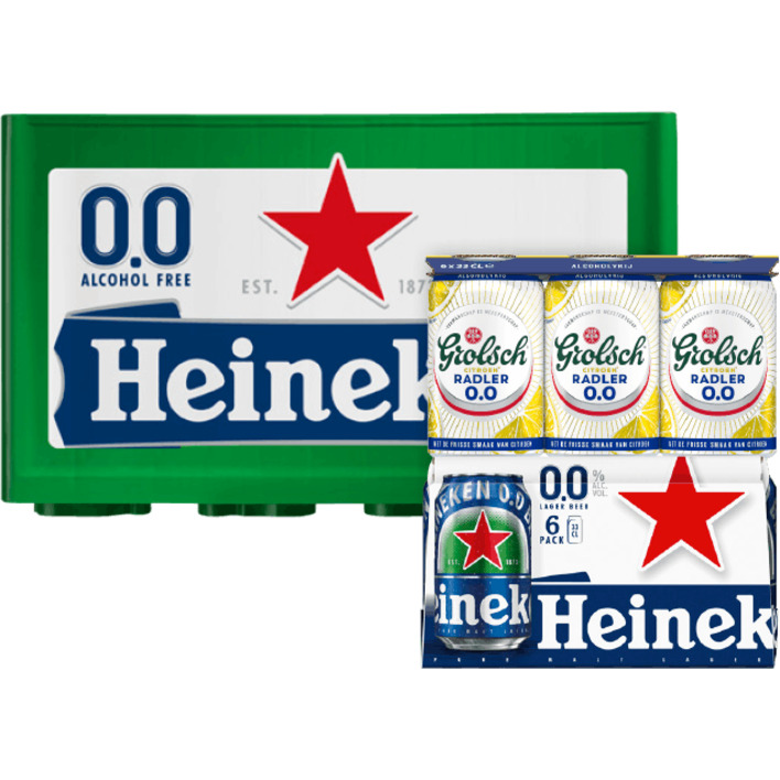 Alle 0.0 Heineken en Grolsch*