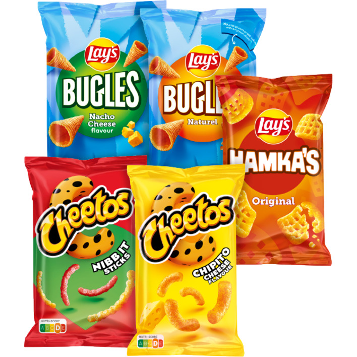Alle Cheetos 100-130 gram, Lay's Hamka's en Lay's Bugles 125 gram