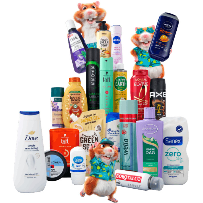 Alle A-merk deodorant, bad- en doucheproducten, haarverzorging en -styling